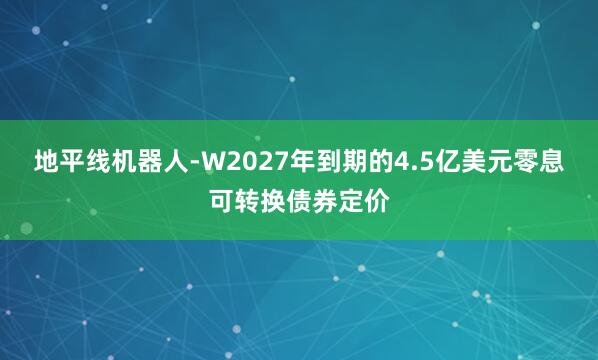 地平线机器人-W2027年到期的4.5亿美元零息可转换债券定价