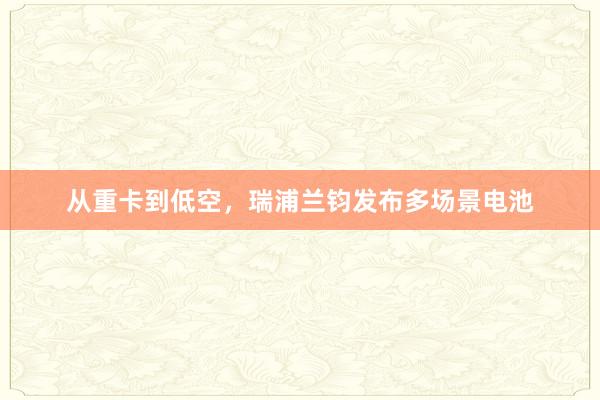 从重卡到低空，瑞浦兰钧发布多场景电池