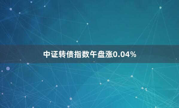 中证转债指数午盘涨0.04%
