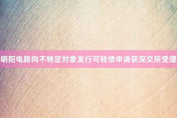明阳电路向不特定对象发行可转债申请获深交所受理