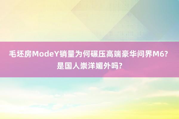 毛坯房ModeY销量为何碾压高端豪华问界M6? 是国人崇洋媚外吗?