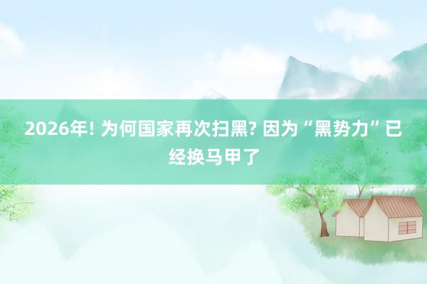 2026年! 为何国家再次扫黑? 因为“黑势力”已经换马甲了