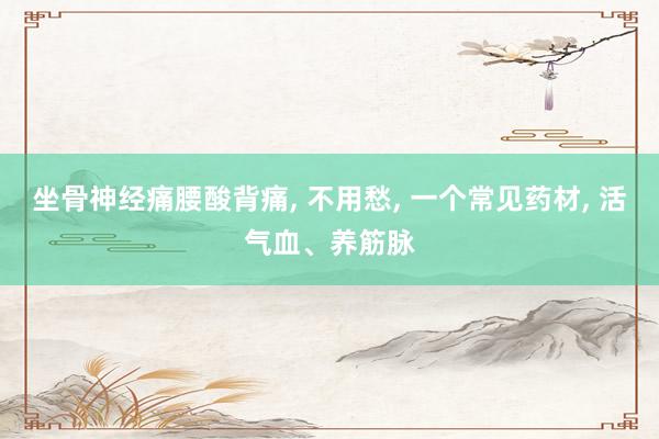 坐骨神经痛腰酸背痛, 不用愁, 一个常见药材, 活气血、养筋脉