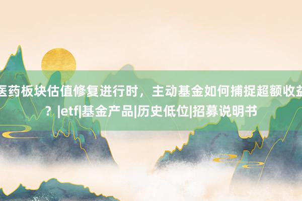 医药板块估值修复进行时，主动基金如何捕捉超额收益？|etf|基金产品|历史低位|招募说明书