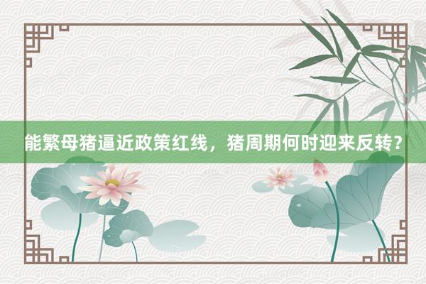 能繁母猪逼近政策红线，猪周期何时迎来反转？