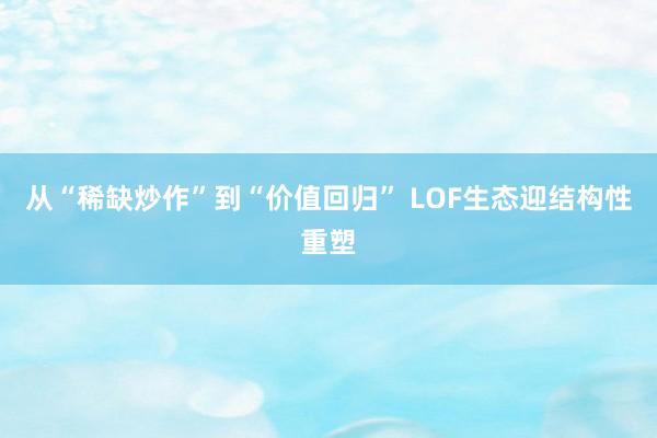 从“稀缺炒作”到“价值回归” LOF生态迎结构性重塑