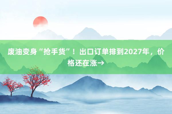 废油变身“抢手货”！出口订单排到2027年，价格还在涨→