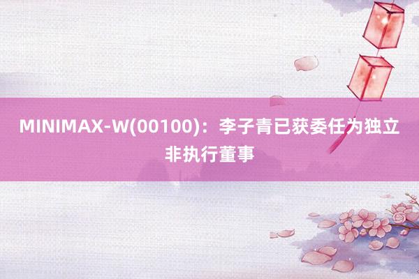 MINIMAX-W(00100)：李子青已获委任为独立非执行董事