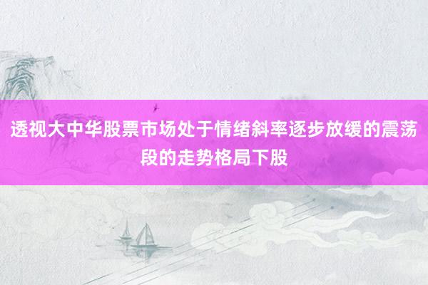 透视大中华股票市场处于情绪斜率逐步放缓的震荡段的走势格局下股