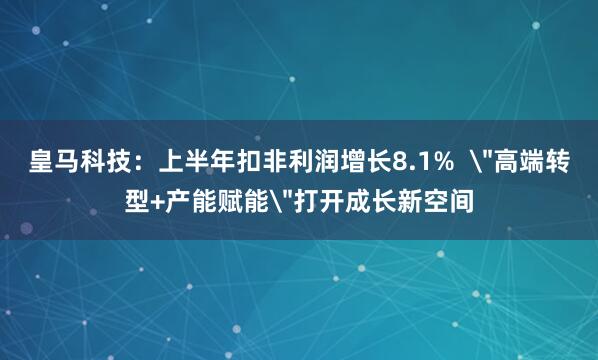皇马科技：上半年扣非利润增长8.1%  ＂高端转型+产能赋能＂打开成长新空间