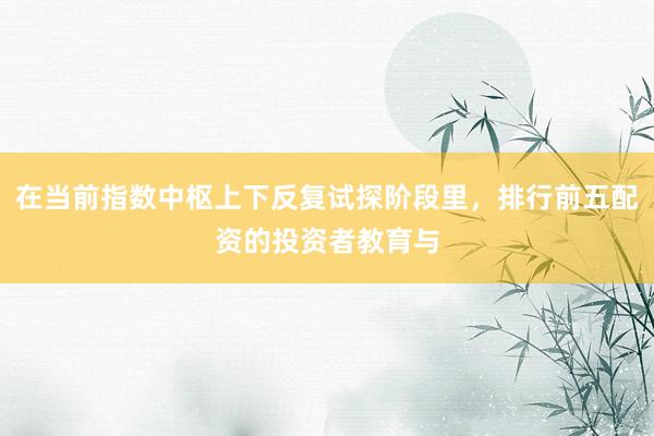 在当前指数中枢上下反复试探阶段里，排行前五配资的投资者教育与