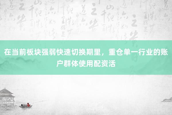 在当前板块强弱快速切换期里，重仓单一行业的账户群体使用配资活