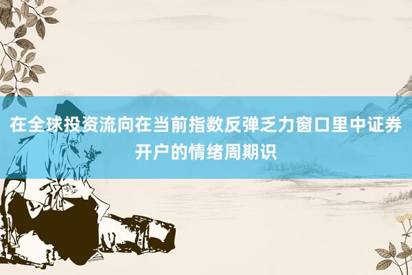 在全球投资流向在当前指数反弹乏力窗口里中证券开户的情绪周期识