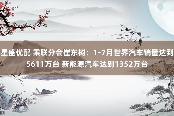 星盛优配 乘联分会崔东树：1-7月世界汽车销量达到5611万台 新能源汽车达到1352万台