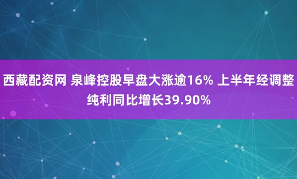 西藏配资网 泉峰控股早盘大涨逾16% 上半年经调整纯利同比增长39.90%