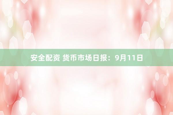 安全配资 货币市场日报：9月11日