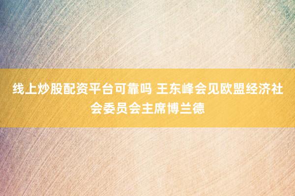 线上炒股配资平台可靠吗 王东峰会见欧盟经济社会委员会主席博兰德