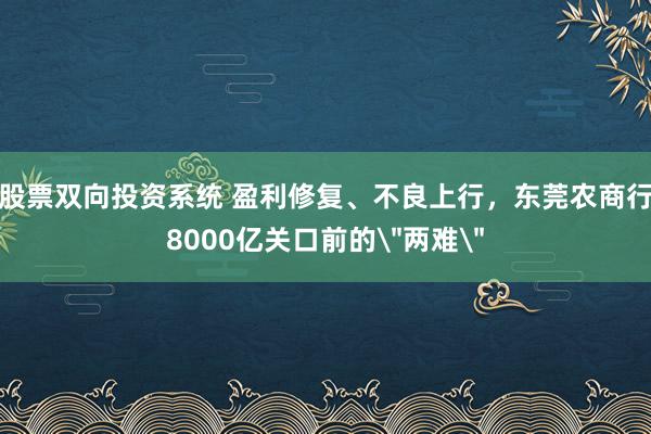 股票双向投资系统 盈利修复、不良上行，东莞农商行8000亿关口前的＂两难＂