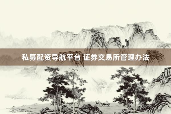 私募配资导航平台 证券交易所管理办法