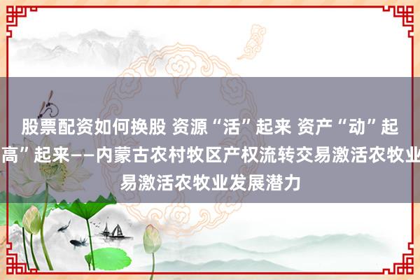 股票配资如何换股 资源“活”起来 资产“动”起来 价值“高”起来——内蒙古农村牧区产权流转交易激活农牧业发展潜力