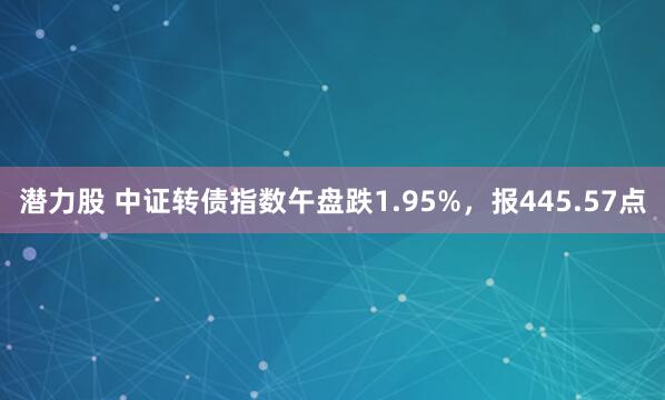 潜力股 中证转债指数午盘跌1.95%，报445.57点