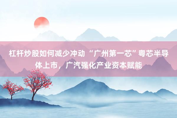 杠杆炒股如何减少冲动 “广州第一芯”粤芯半导体上市，广汽强化产业资本赋能